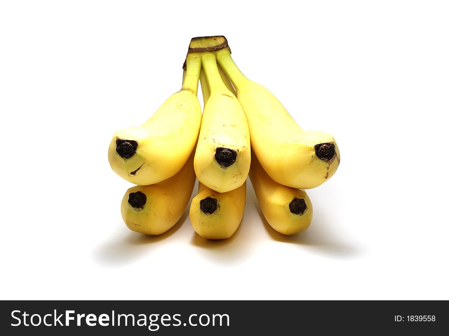 Yellow sweet tasty bananas isolated on white