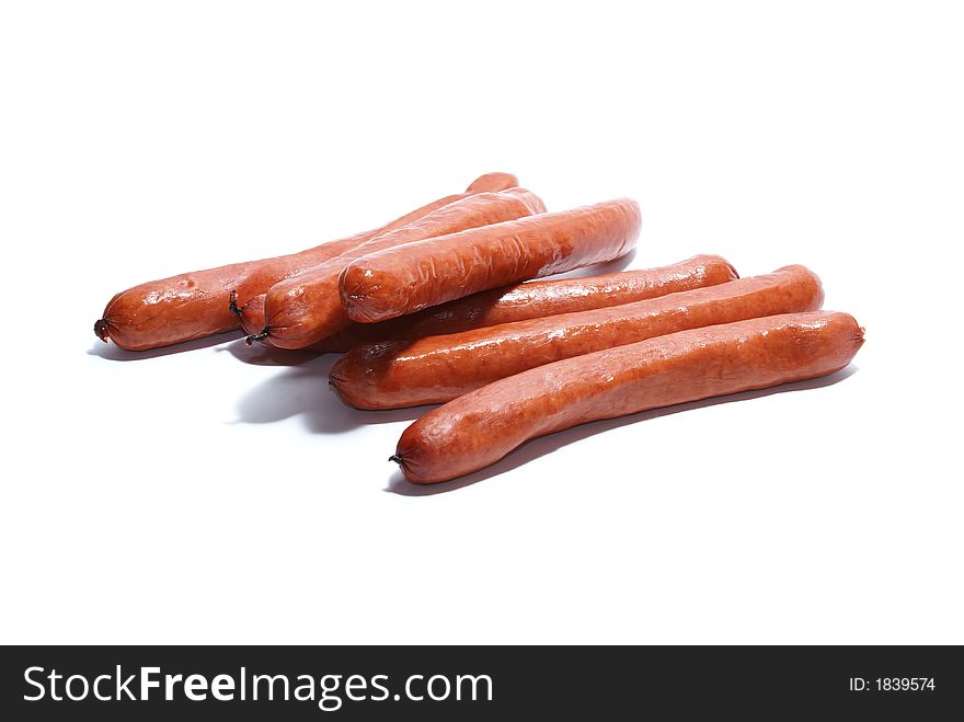 Tasty hot sausages isolated on white