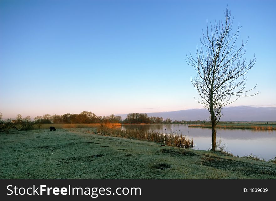 A lake early in the morning. A lake early in the morning