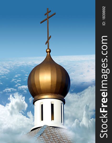 Picture of orthodox church on bright background. Picture of orthodox church on bright background