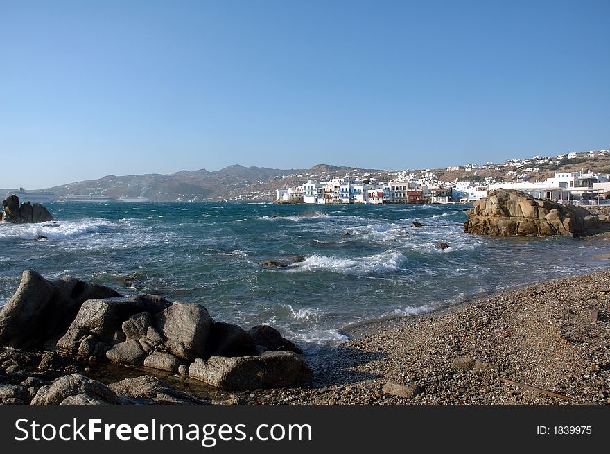 Little Venice on the Greek island of Mykonos. Little Venice on the Greek island of Mykonos