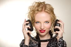 Woman With Headphones Listening To Music Royalty Free Stock Image Woman With Headphones Listening To Music Royalty Free Stock Image