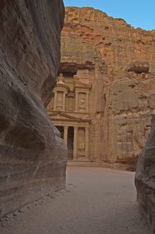 Magical Sunrise At The Treasury. Petra, Jordan Stock Images Magical Sunrise At The Treasury. Petra, Jordan Stock Images