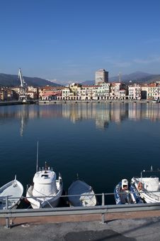 The Port Of Imperia,sea ,houses,boats ,Italy Stock Photography The Port Of Imperia,sea ,houses,boats ,Italy Stock Photography
