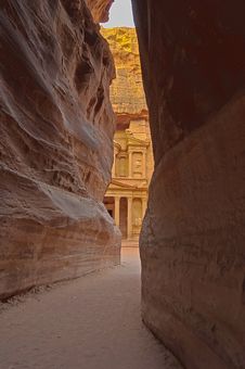 Magical Sunrise At The Treasury. Petra, Jordan Royalty Free Stock Photo Magical Sunrise At The Treasury. Petra, Jordan Royalty Free Stock Photo