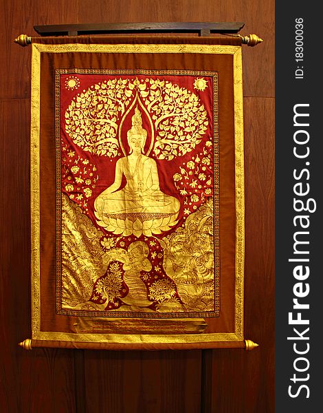 Golden Buddha Paint On Cloth