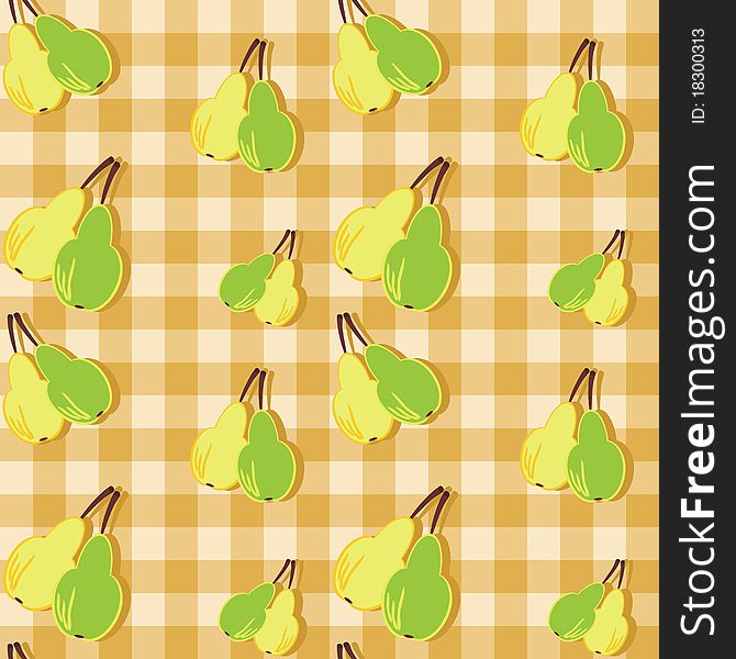 Seamless background with pears on check