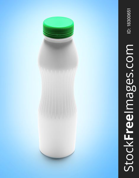 Image of white plastic bottle over light blue background