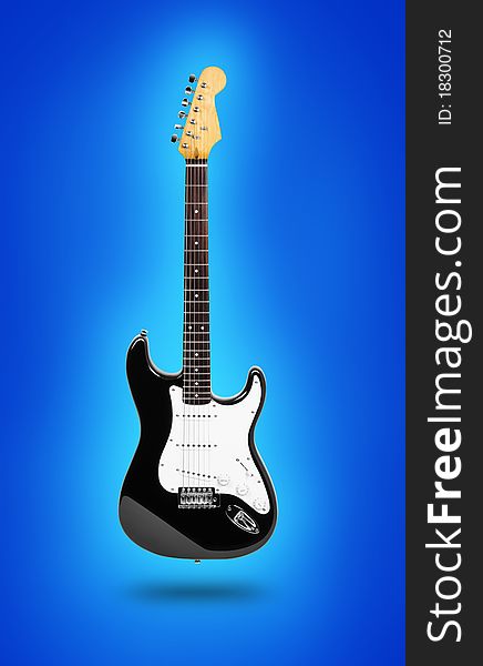Image of electric guitar over blue background