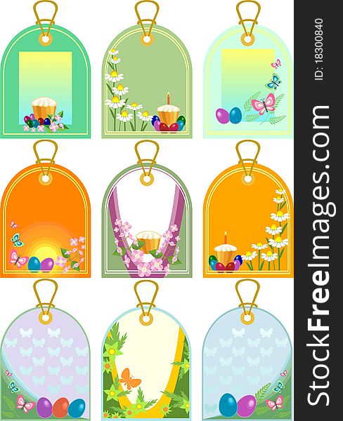 Easter tags with eggs and cake