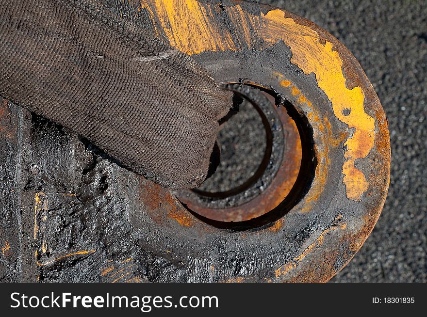 Rope placed in eye of metal