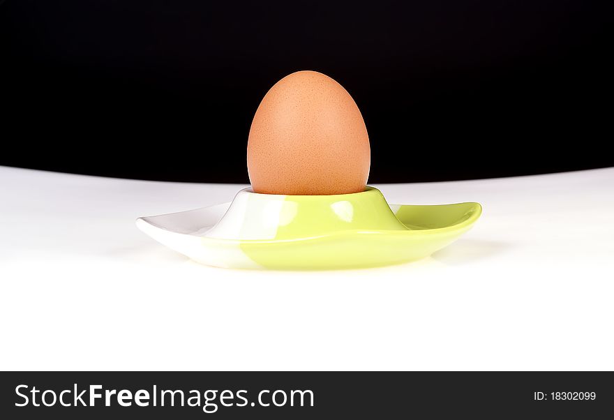 Egg isolated on a white-black background