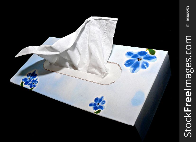 White hygienic handkerchief on box