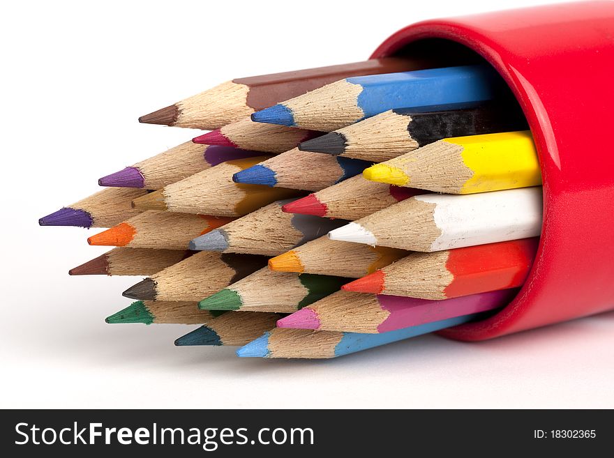 Color pencils in isolated white background