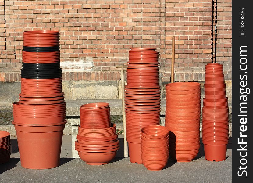 A lot of orange pots