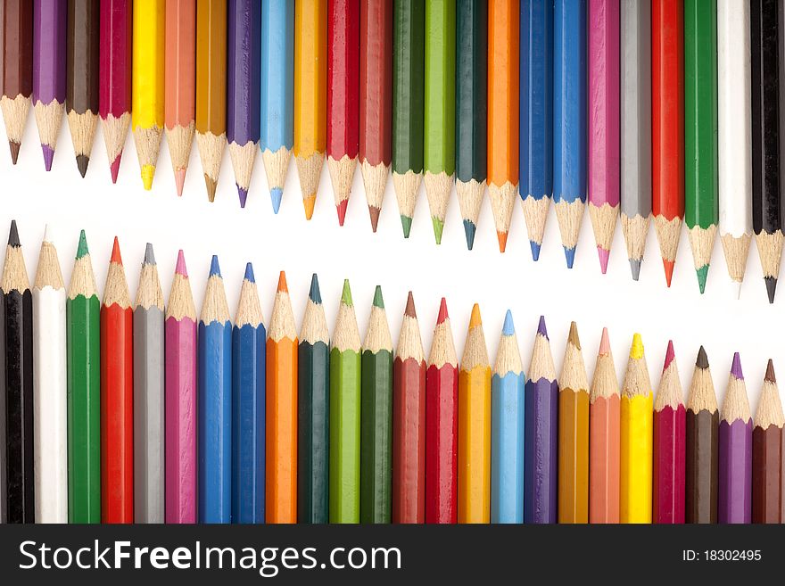 Color pencils set in isolated white background