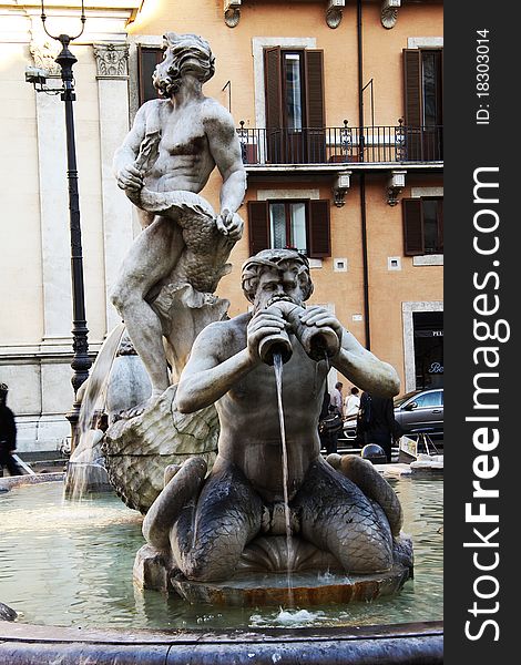 Detail of a fountain in Navona square in Rome Italy. Detail of a fountain in Navona square in Rome Italy