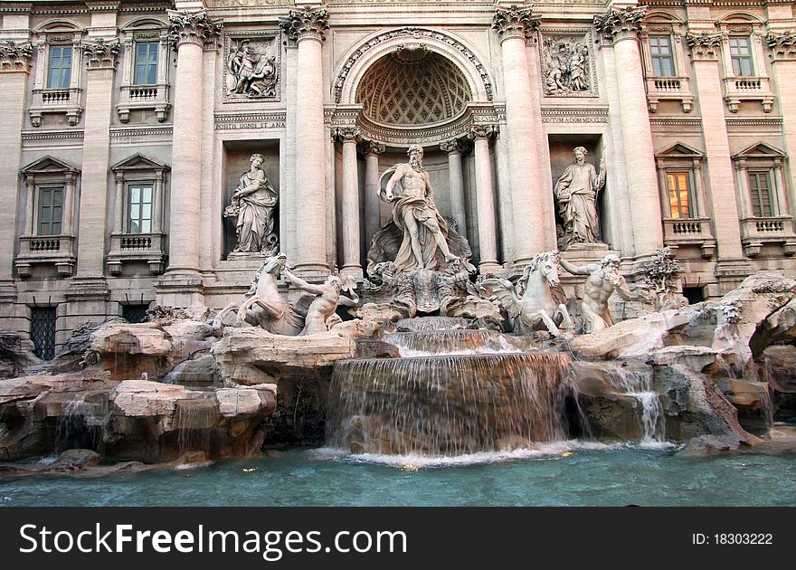 Trevi Fountain detail in Rome Italy. Trevi Fountain detail in Rome Italy