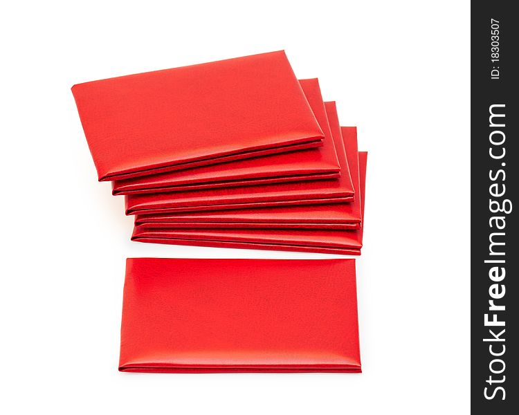 Red leather covers on a white background