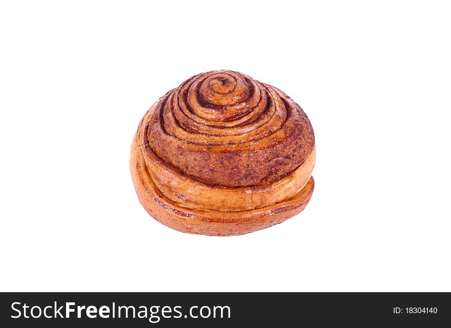 Roll with cinnamon on a white background