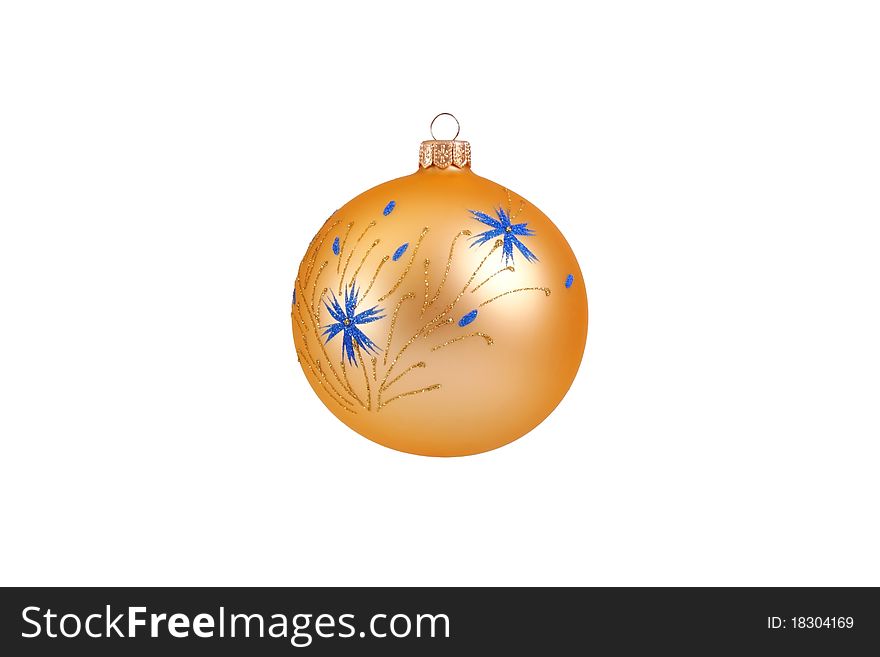 Bright golden sphere for an ornament of Christmas holidays. Bright golden sphere for an ornament of Christmas holidays
