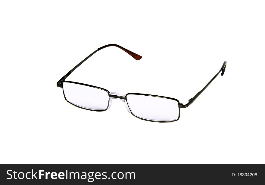 Black glasses for sight on a white background