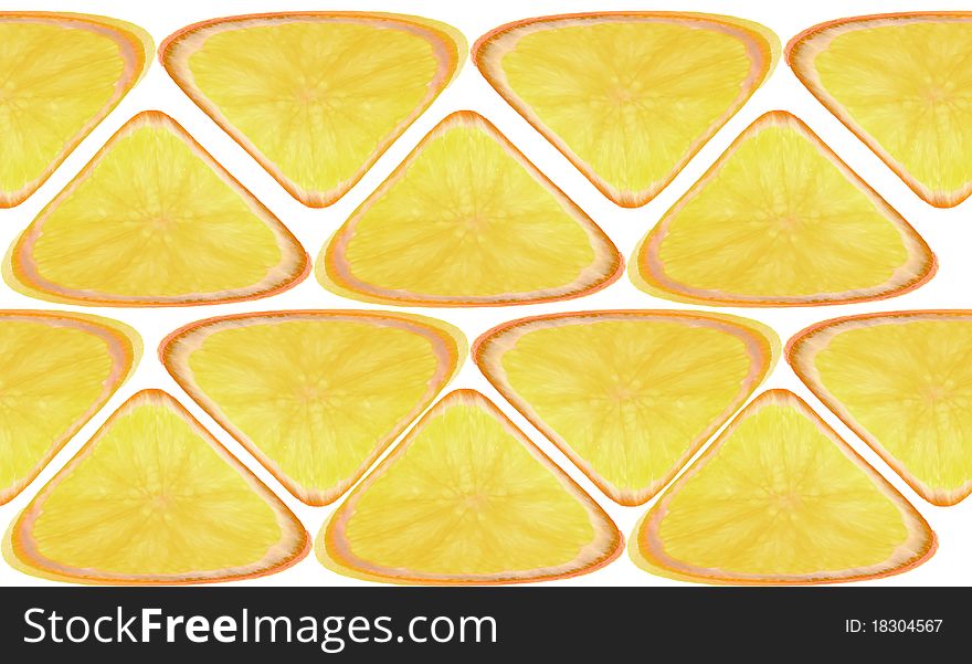 Pattern from triangular segments of an orange on a white background