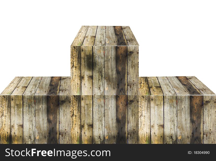 Old wood pedestal on white background