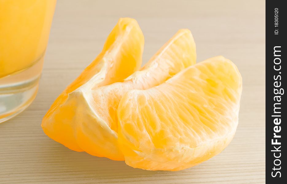 The Slices Of The Orange Close-up.