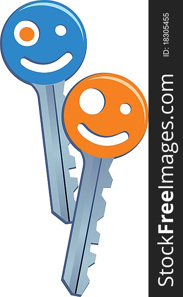 Smiling keys  color illustration