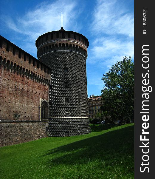 Defense Tower in Castello Sforzesco, Milan, Italy. Defense Tower in Castello Sforzesco, Milan, Italy