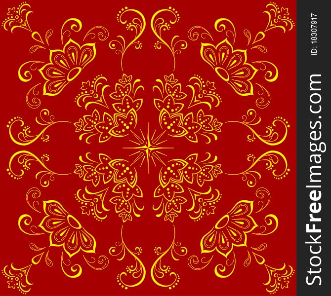 Abstract floral seamless red and yellow background. Abstract floral seamless red and yellow background