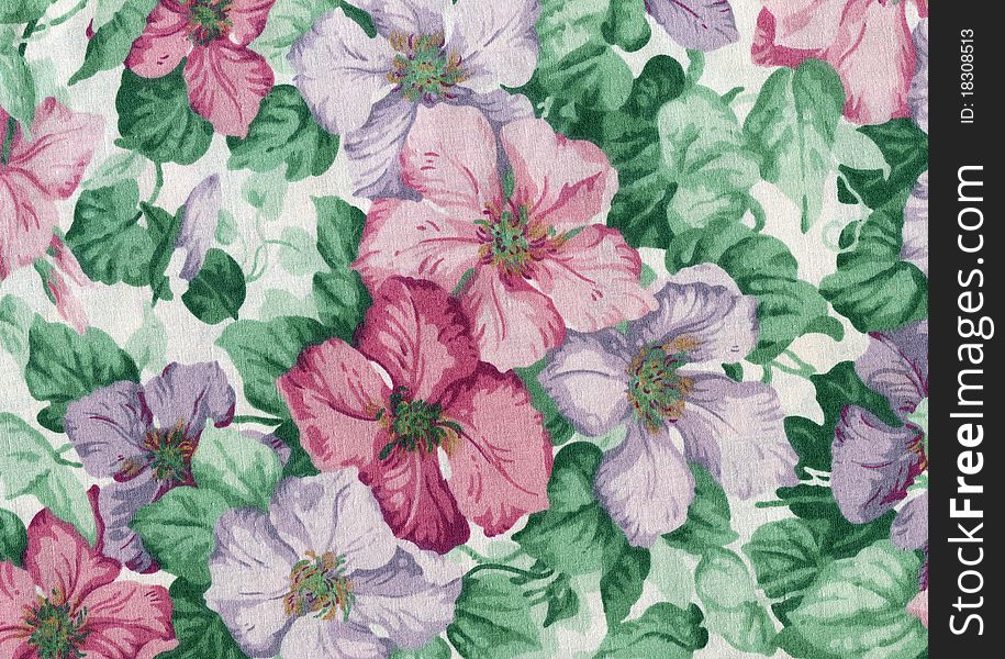 Cotton fabric with floral pattern