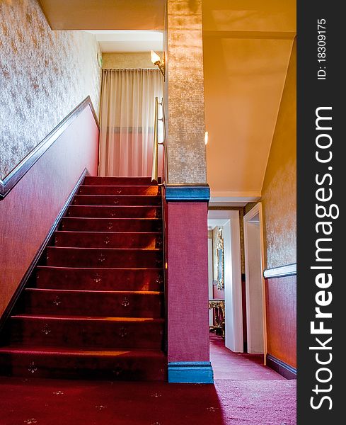 Staircase with red Carpet in a Brothel. Staircase with red Carpet in a Brothel