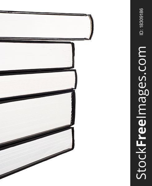 Stack of books, side view, isolated on a white background