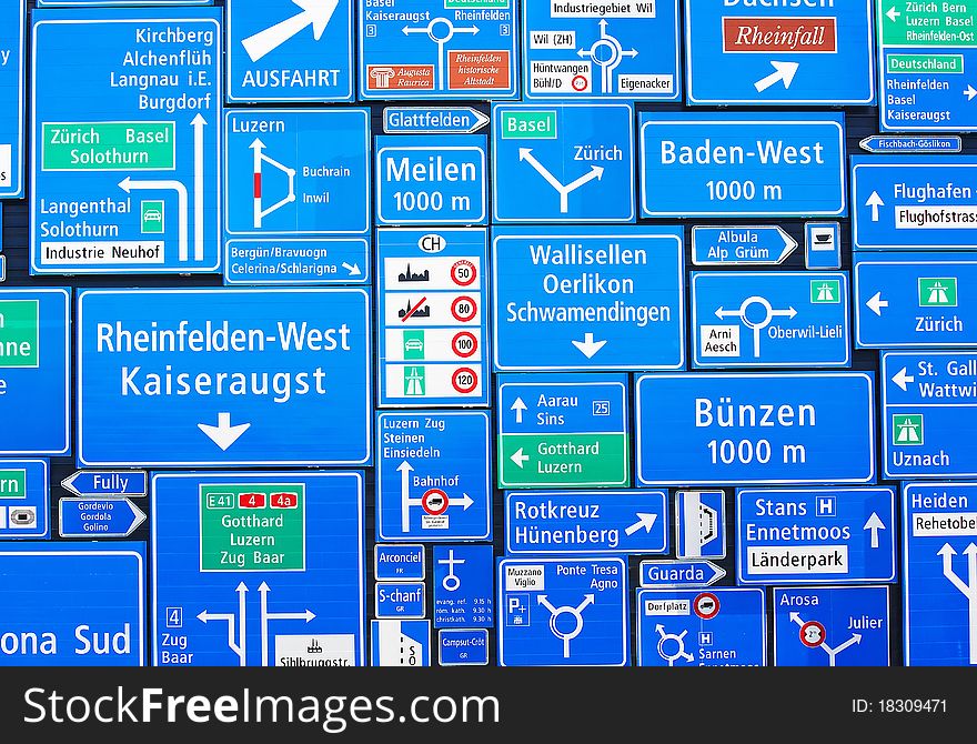 Collection of the swiss road signs