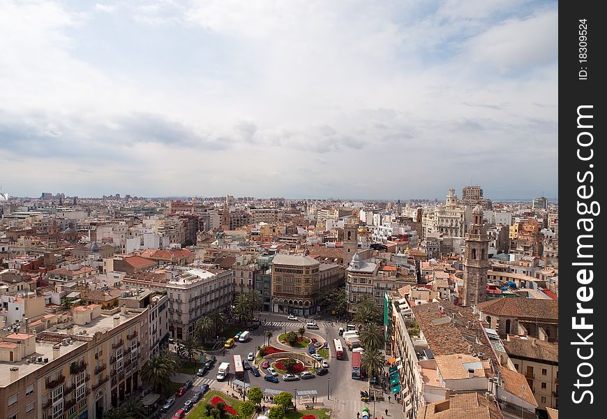Valencia, Spain. Skyline seen from famous Cathedral Tower.