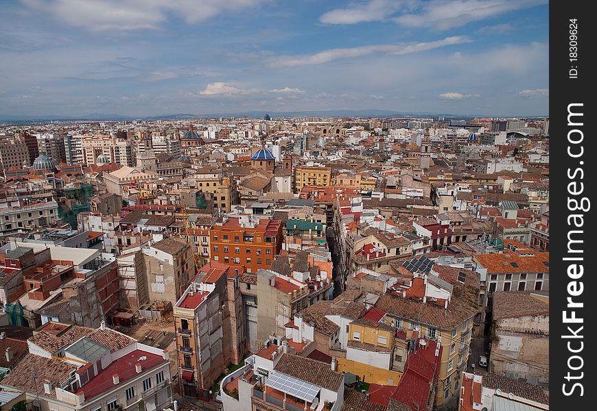Valencia, Spain. Skyline seen from famous Cathedral Tower.