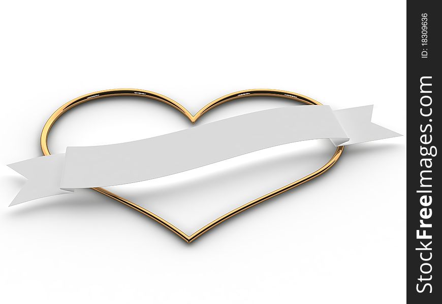A heart of gold with a white null pointer on a white background №2. A heart of gold with a white null pointer on a white background №2