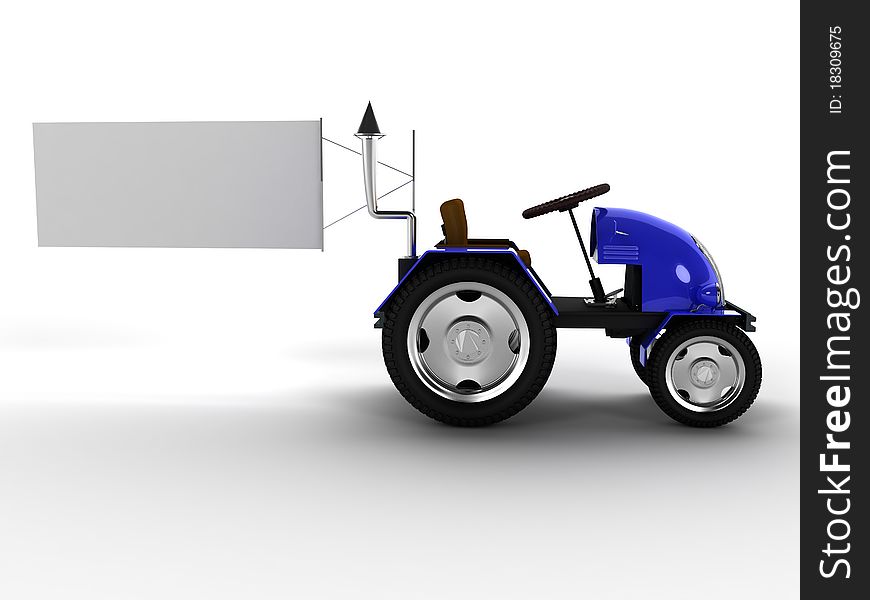 Blue Tractor With A Big White Empty Pointer â„–2