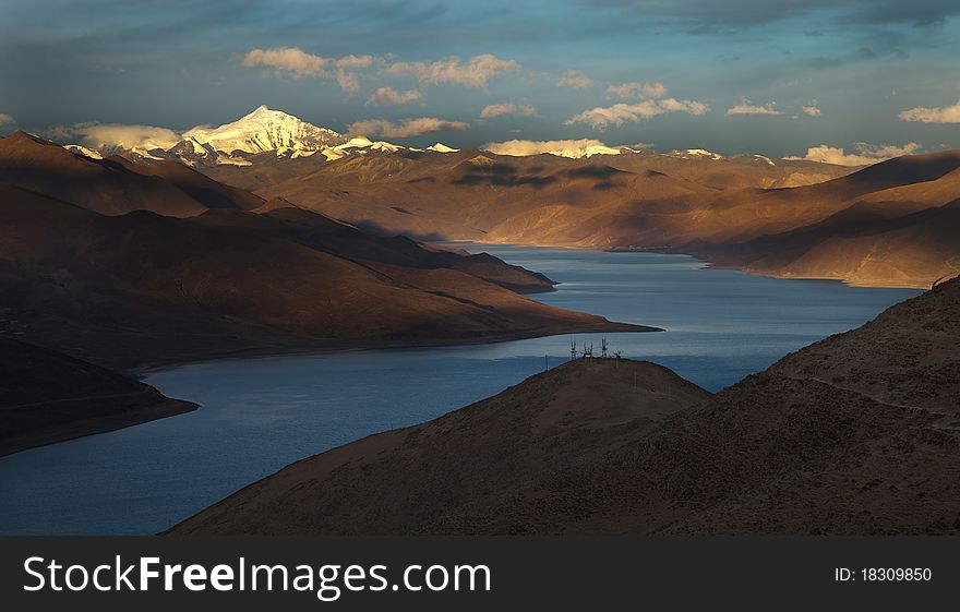 Lake in Tibet. Altitude of 4800 meters above sea level. Lake in Tibet. Altitude of 4800 meters above sea level