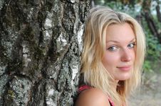 Beautiful Blonde Woman In Pink Dress Royalty Free Stock Photography Beautiful Blonde Woman In Pink Dress Royalty Free Stock Photography
