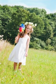 Little Girl Meadow Stock Photos