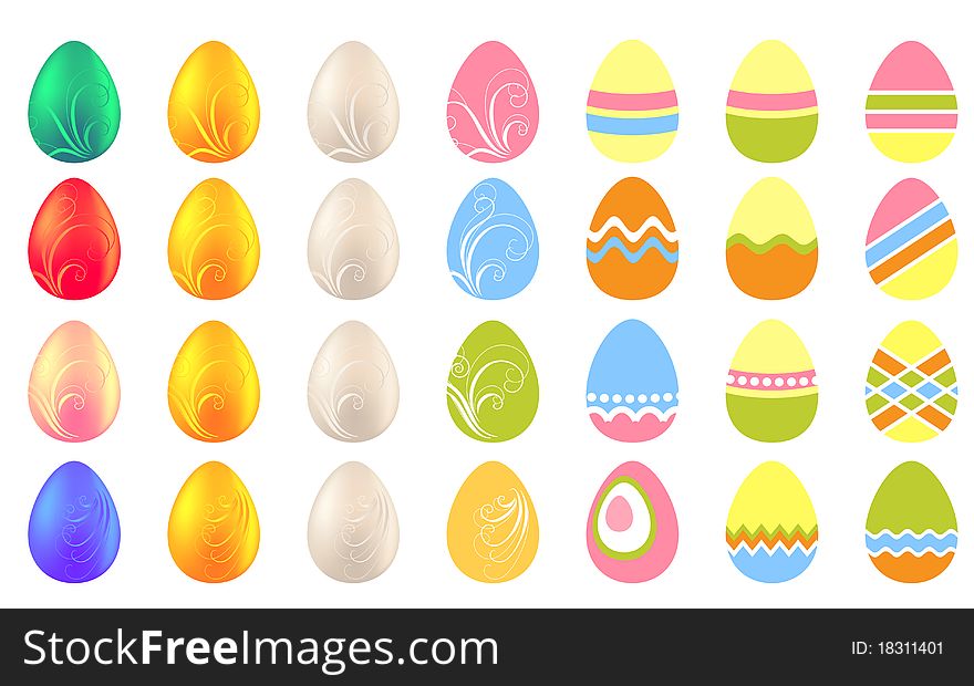 Set Of Different Easter Eggs