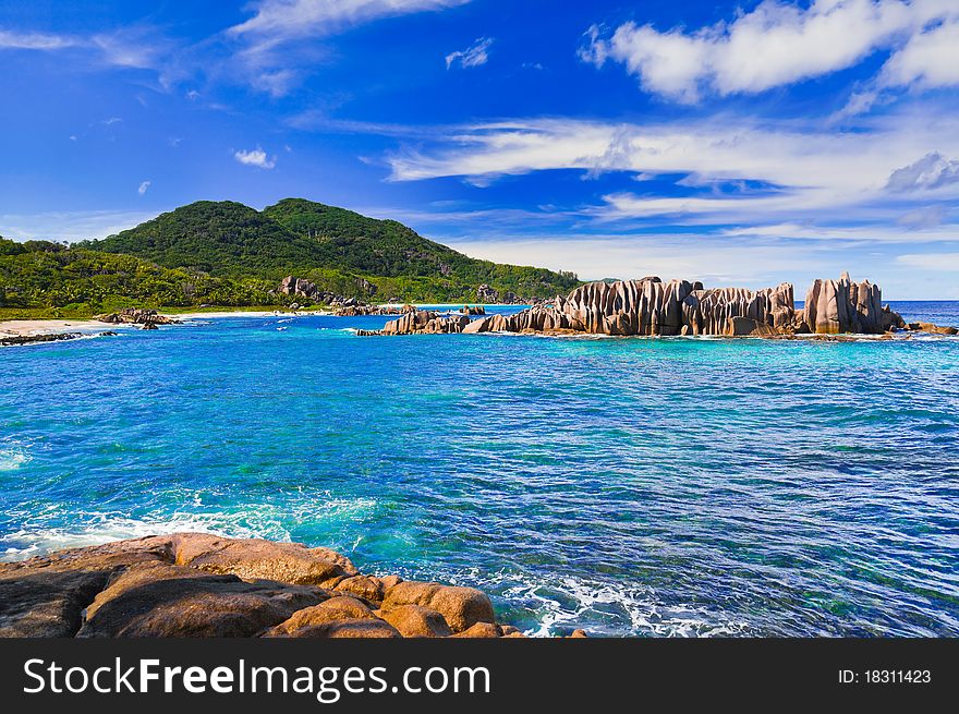 Tropical beach at Seychelles - nature background