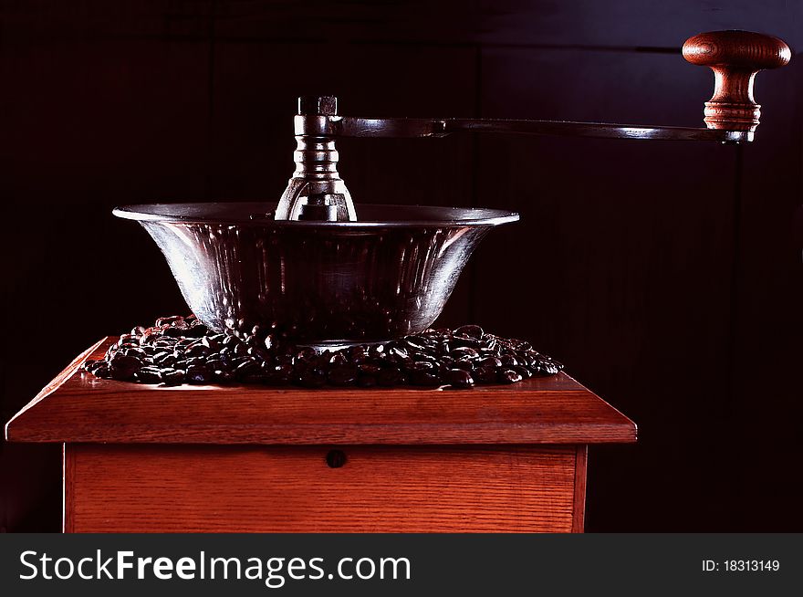 Coffee grinder with coffee beans,. Coffee grinder with coffee beans,