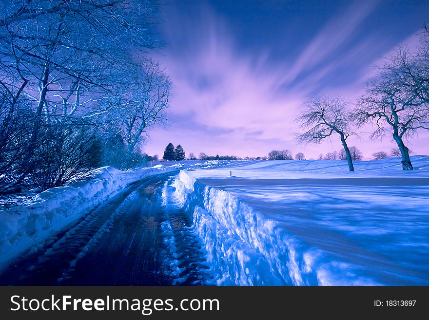Nighttime Winter Landscape Free Stock, Winter Landscape Pictures Free