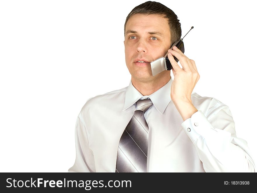 Portrait of the  businessman on an white background