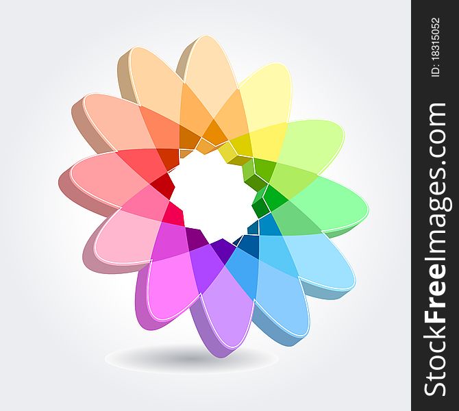 Abstract floral modern symbol with many-colored petals. Abstract floral modern symbol with many-colored petals