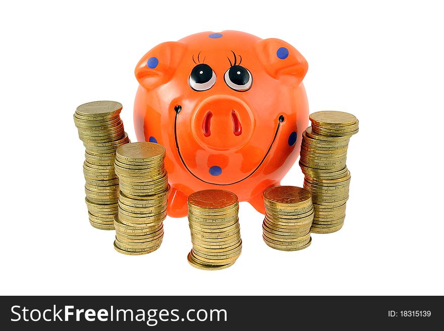 Piggy Bank with money isolated